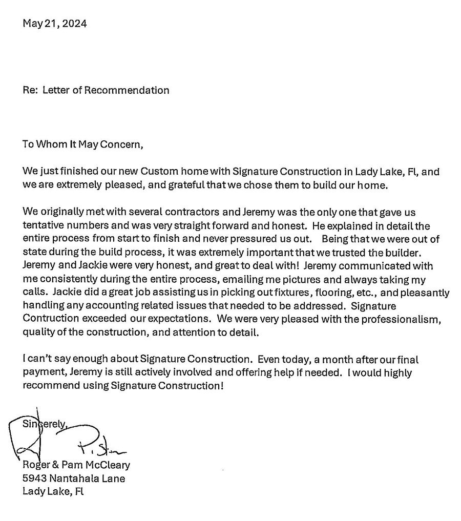 McCleary Letter of Recommendation